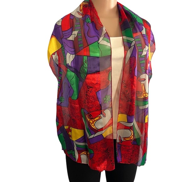 3/$30 🍂 Vintage Picasso Print Scarf Abstract Art Multi Color - Picture 5 of 5